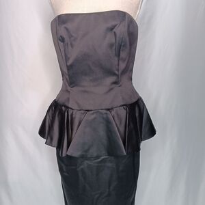 A.J. Bari Black Strapless Peplum Dress